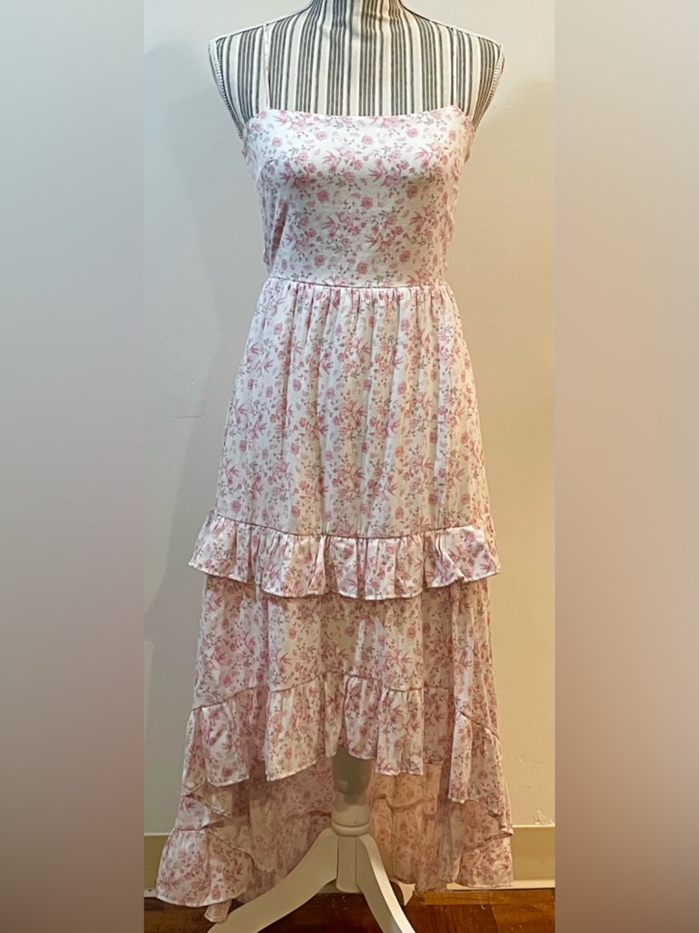Altar'd State Pink Floral Tiered Maxi Skirt